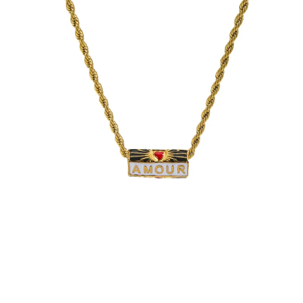 

Sweet Charm Enamel Eye Pendant Necklace Wish Card Stainless Steel Turkish Eye Multi Color Necklace Adjustable Handmade