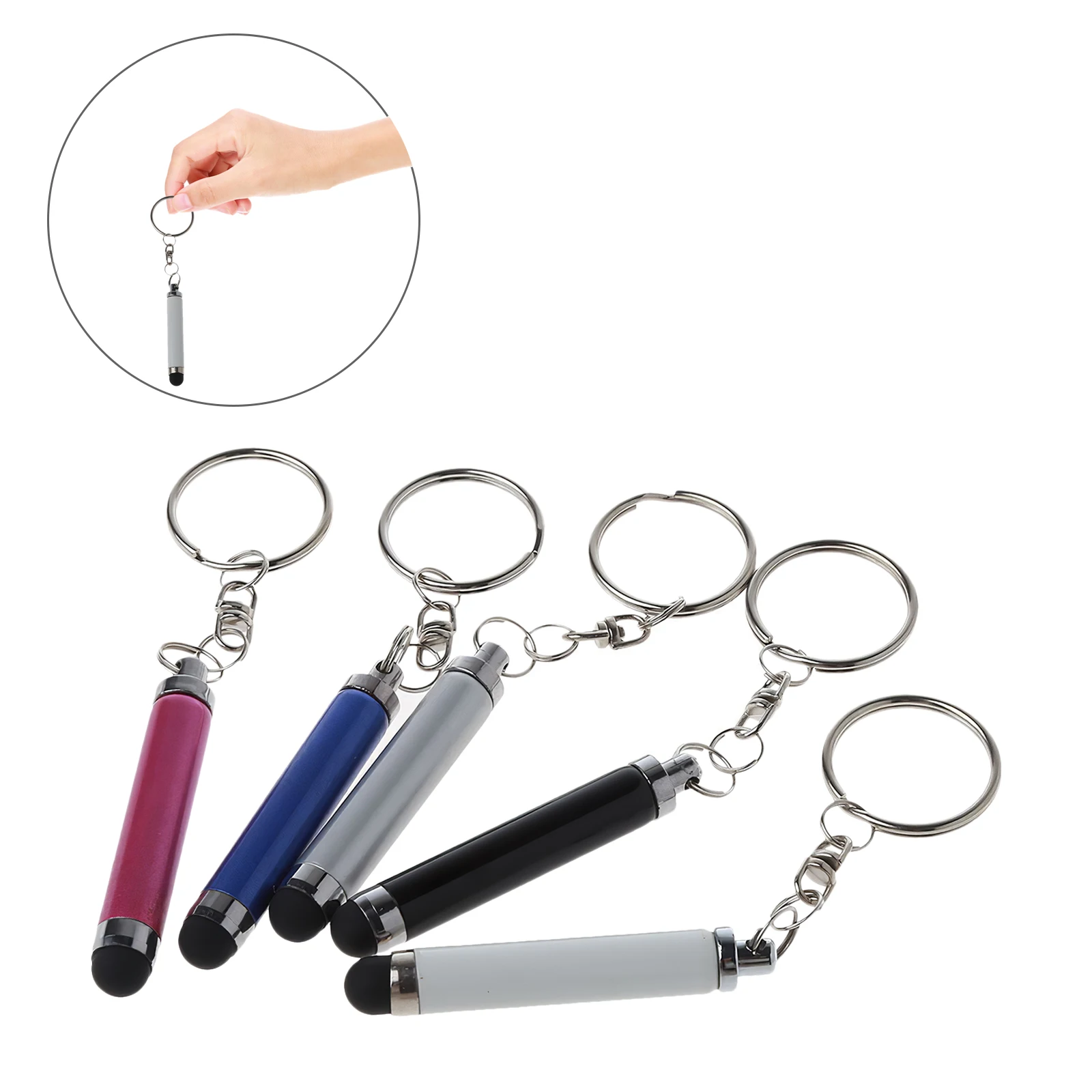 

5 Pcs Stylus Key Chains Pens Keychain Tool Smartphone Universal for Touch Screens with Keyring