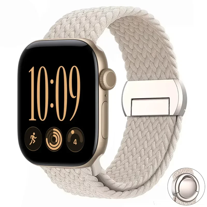Magnetic Buckle Band For Apple Watch Strap 44mm 46mm 45mm 49mm Braided Nylon Bracelet iWatch Series 12 11 10 7 5 6 8 9 Ultra 4 3