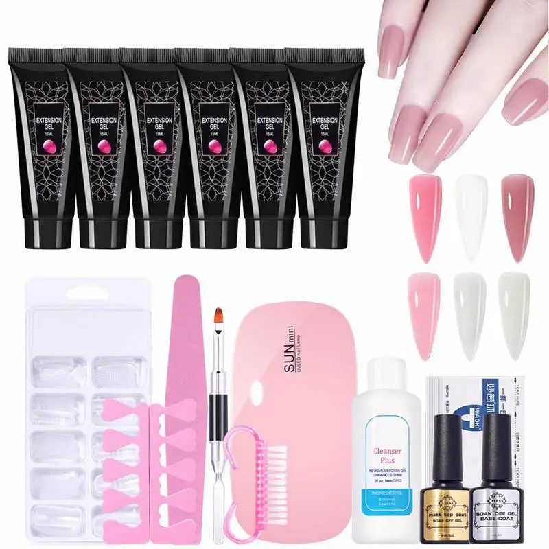 Gel Nail Kit Nail Extension Gel Set Gel Nail Manicure Tools Beginner Kit Ideal Gifts For Girls Women