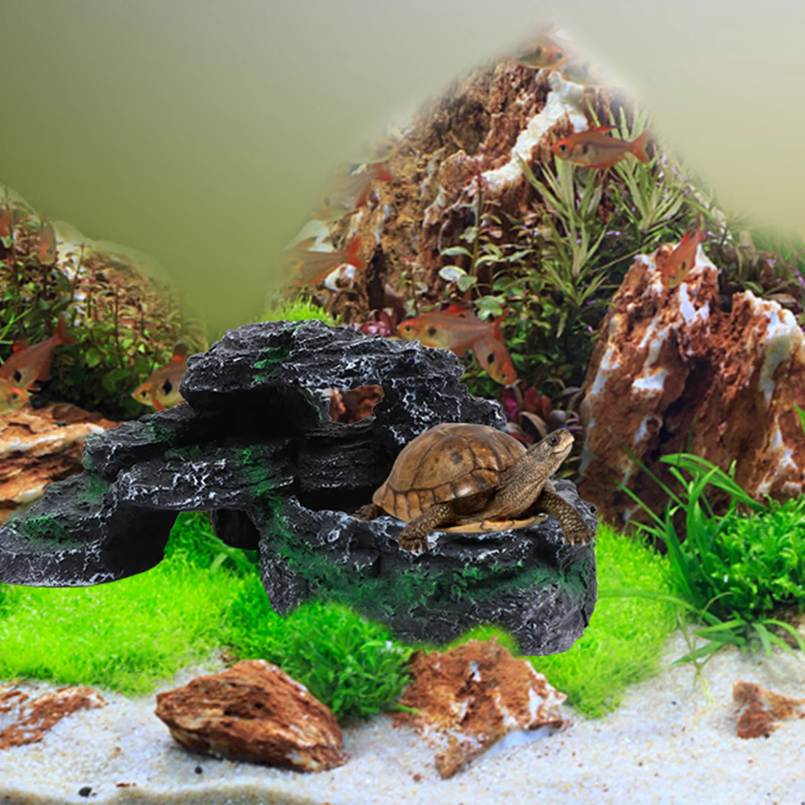 

1Pcs Tortoise Sunbasking Platform Resin Terrace Ornament Aquarium Decoration Fish Tank Landscape Supplies Aquarium Terrace Decor