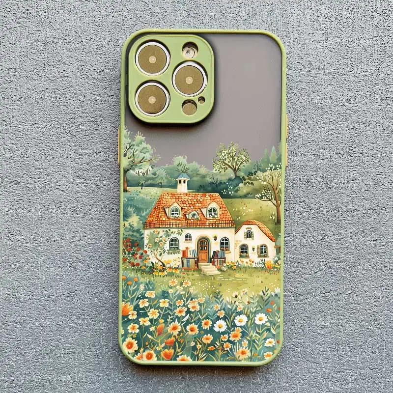 Ölgemälde Garten Villa Landhausmärchen Kunst Handyhülle für iPhone 17 16 15 14 13 12 11 Pro Max XR XS X 15 16 Rückseite – Detail 3
