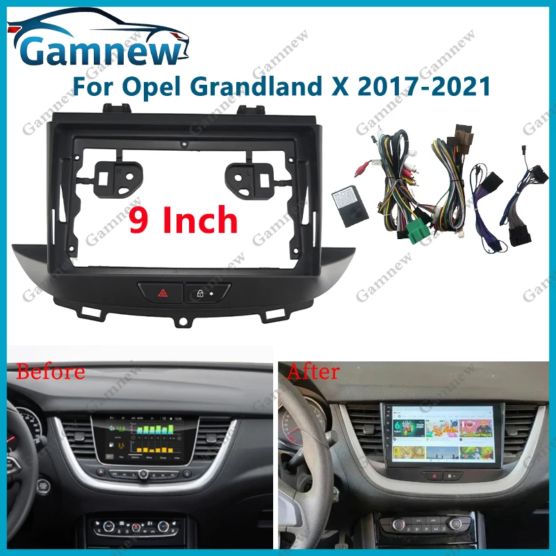 

9 Inch Car Frame Fascia Canbus Box Adapter Android Radio Dash Fitting Panel Kit For Opel Grandland X 2017-2021 Astra (K) 2015+