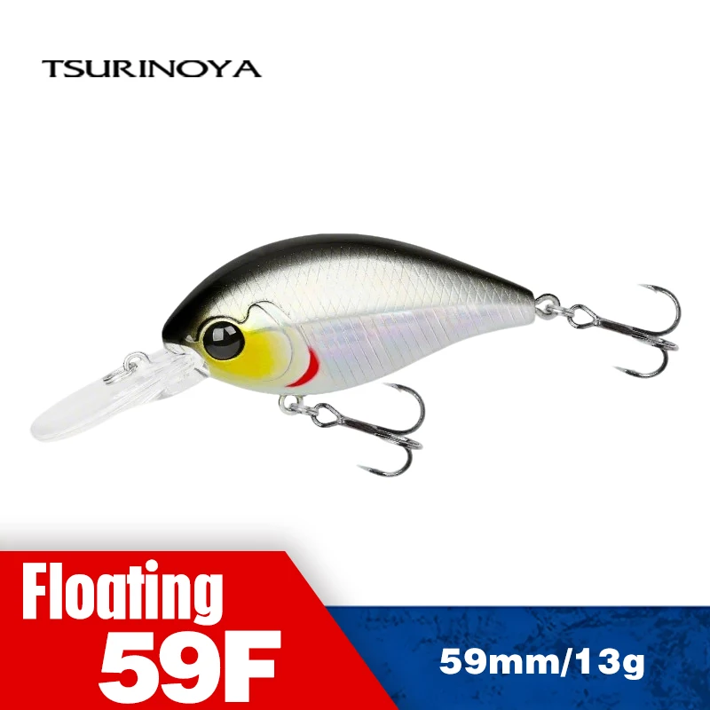Isca Artificial Flutuante TSURINOYA Crank Bait 59F, Isca de Pesca CHARM 59mm 13g, Isca Dura Artificial de Longo Alcance, Isca Profissional para Bass