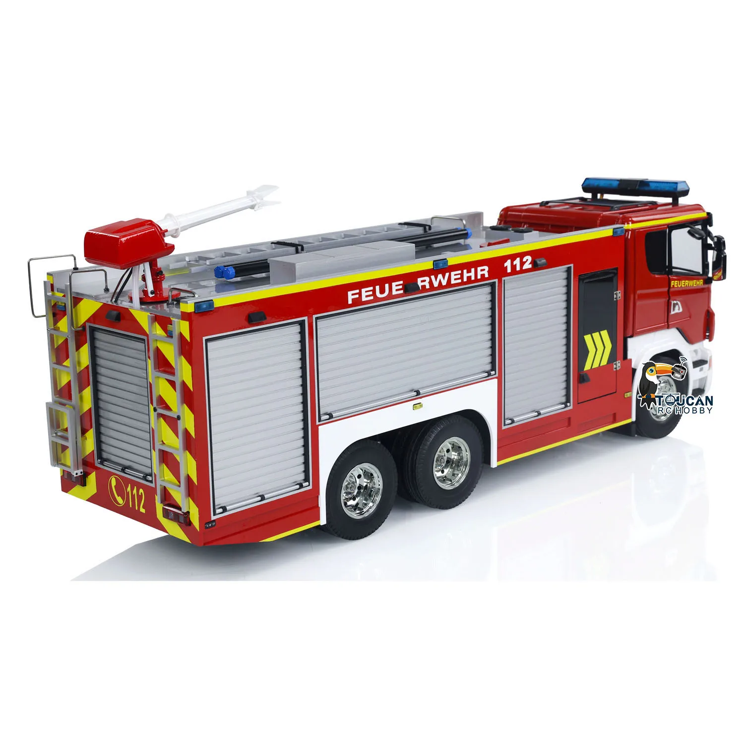 1/14 6x4 Assembled Painted Remote Control Fire Fighting Truck RC Fire Vehicles PS004 Lights Sounds System Toy Model TH23921