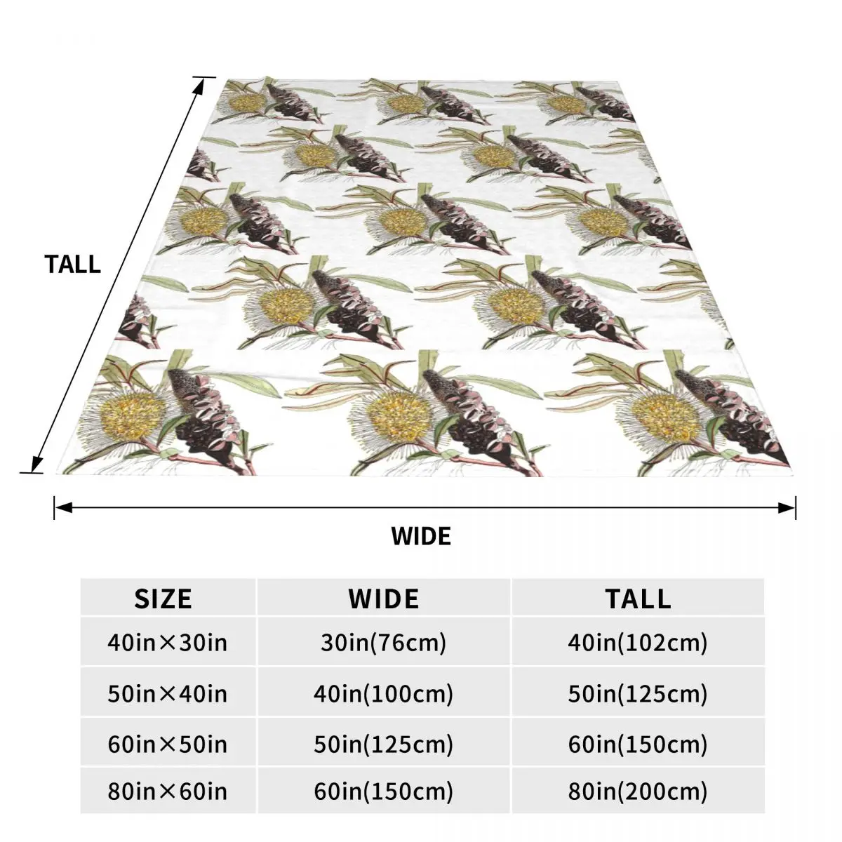 Banksia Flower Pod Australian Flora Yellow Blankets Soft Warm Flannel Throw Blanket Bedspread for Bed Travel Home Sofa