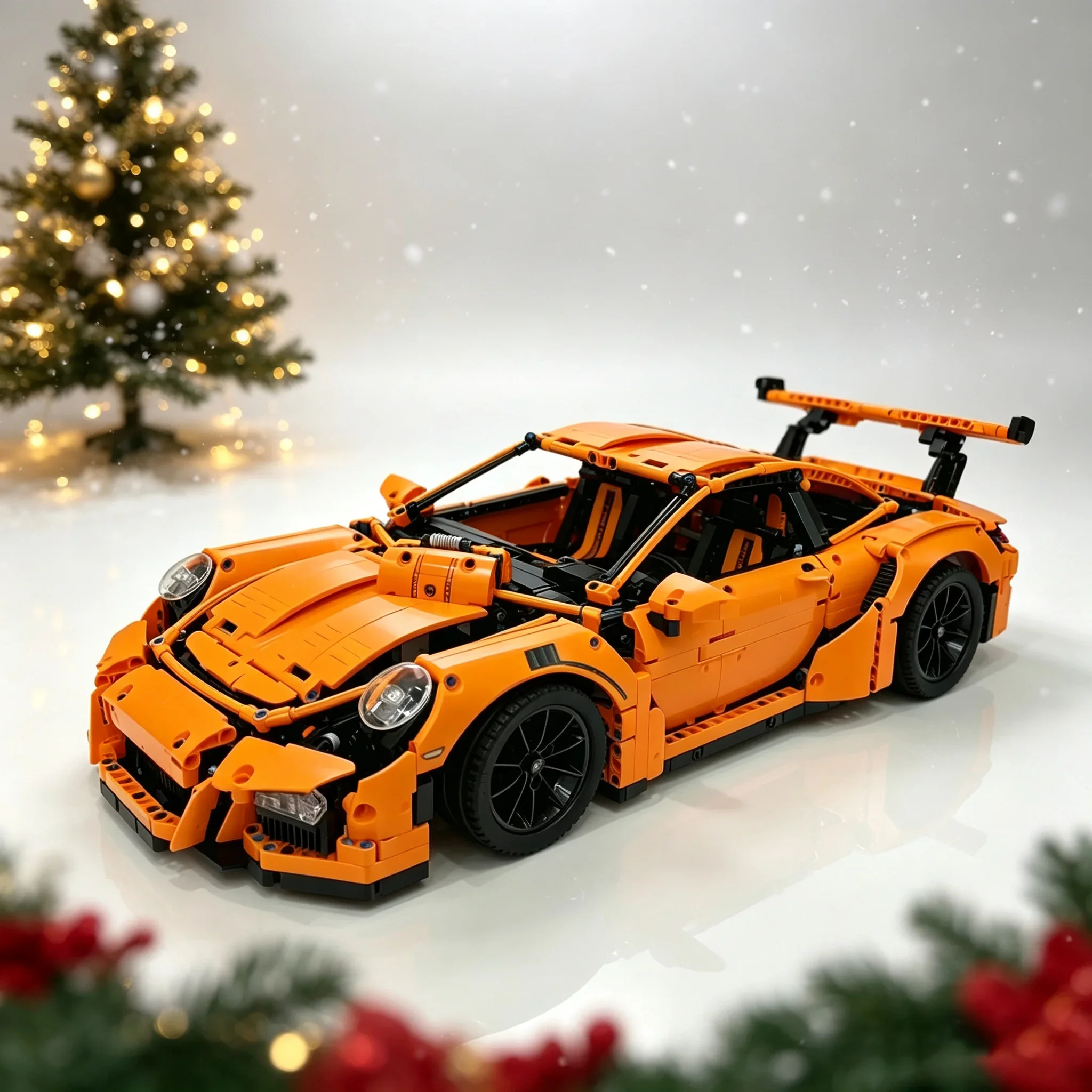 2704 elementy, popularny model do samodzielnego złożenia: mechaniczny zestaw 1:8, pomarańczowy supercar, klocki konstrukcyjne, zabawka, idealny prezent na urodziny lub Boże Narodzenie.