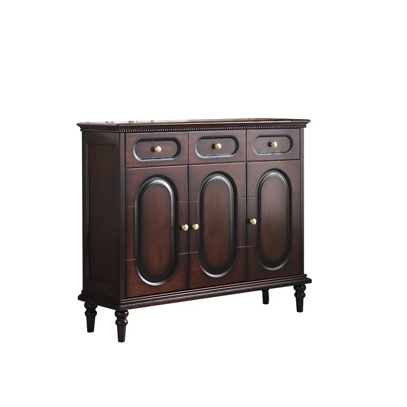 

Shoe Cabinet Home Door Retro Style Entrance Cabinet Solid Wood Large Capacity Locker