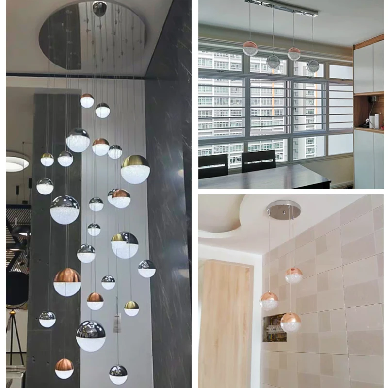 Modern Color Sphere Led Pendant Lights Dimmable for Living Dining Room Staircase Clothing Store Lamp Home Decor Hanging Fixture