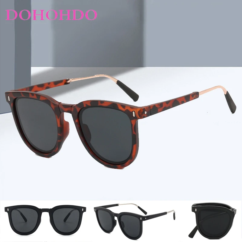 

Vintage Classic Rivets Decorate Square Folding Women's Sunglasses Brand Design Men's Sun Glasses Traveling Driving Eyewear UV400