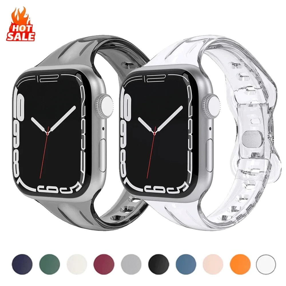 

Transparent Strap For Apple Watch Band 41mm 40mm 45mm 44mm 42mm 46mm 49mm Strap For iWatch Series Ultra 3 11 10 9 8 7 6 5 4 SE 3