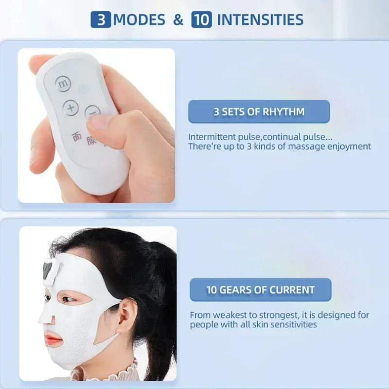 Nova máscara facial ems microcorrente de baixa frequência queixo duplo reduzir hidratação máscara de aperto da pele beleza rosto spa máquina de levantamento