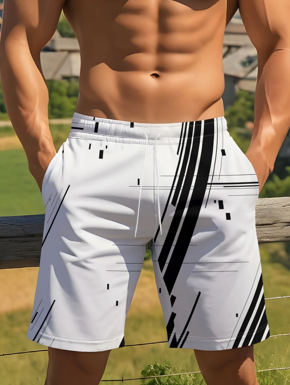 Summer Mens 3D Hawaiian Shorts Adjustable Drawstring Regular Fit Casual Stylish Outdoor Beach Quick-Drying Oversize Men Clothing