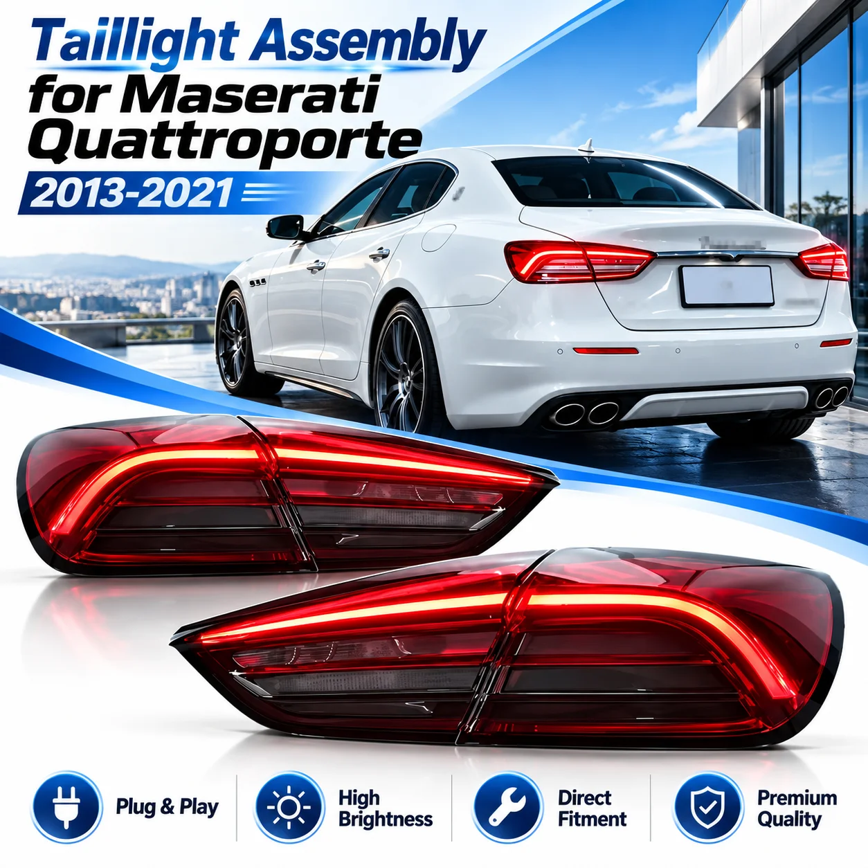 Conjunto de luces traseras LED mejoradas TYPY para Maserati Quattroporte 2013-2021, con luz de freno y señal de giro, accesorios de repuesto para automóviles.