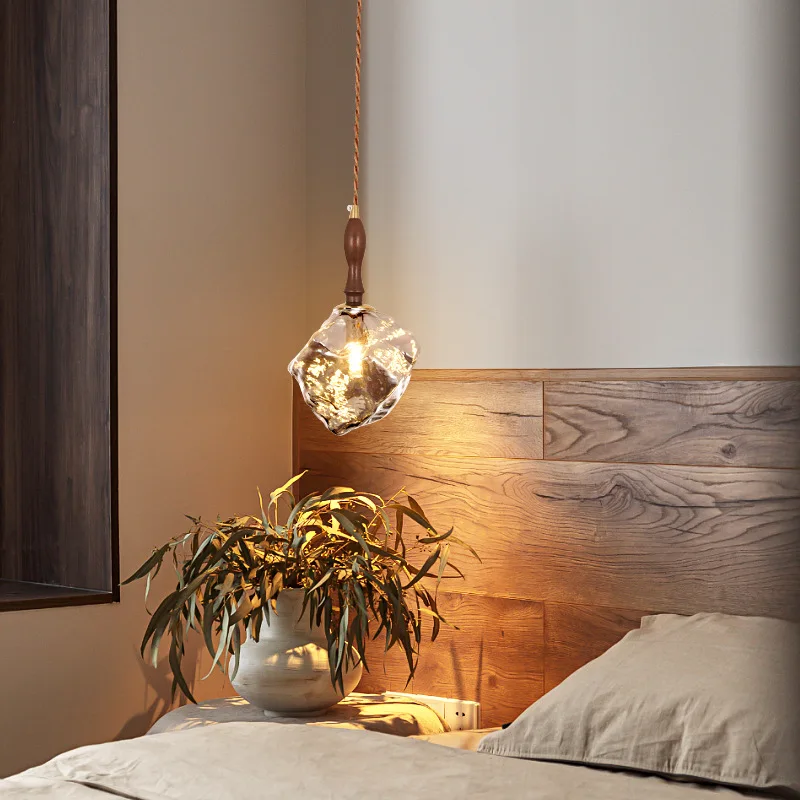 NEW Ice Crystal Pendant Lamp Nordic Minimalism Bedside Restaurant Mirror Front Atmosphere Droplight Glass Stone Chandeliers Hot