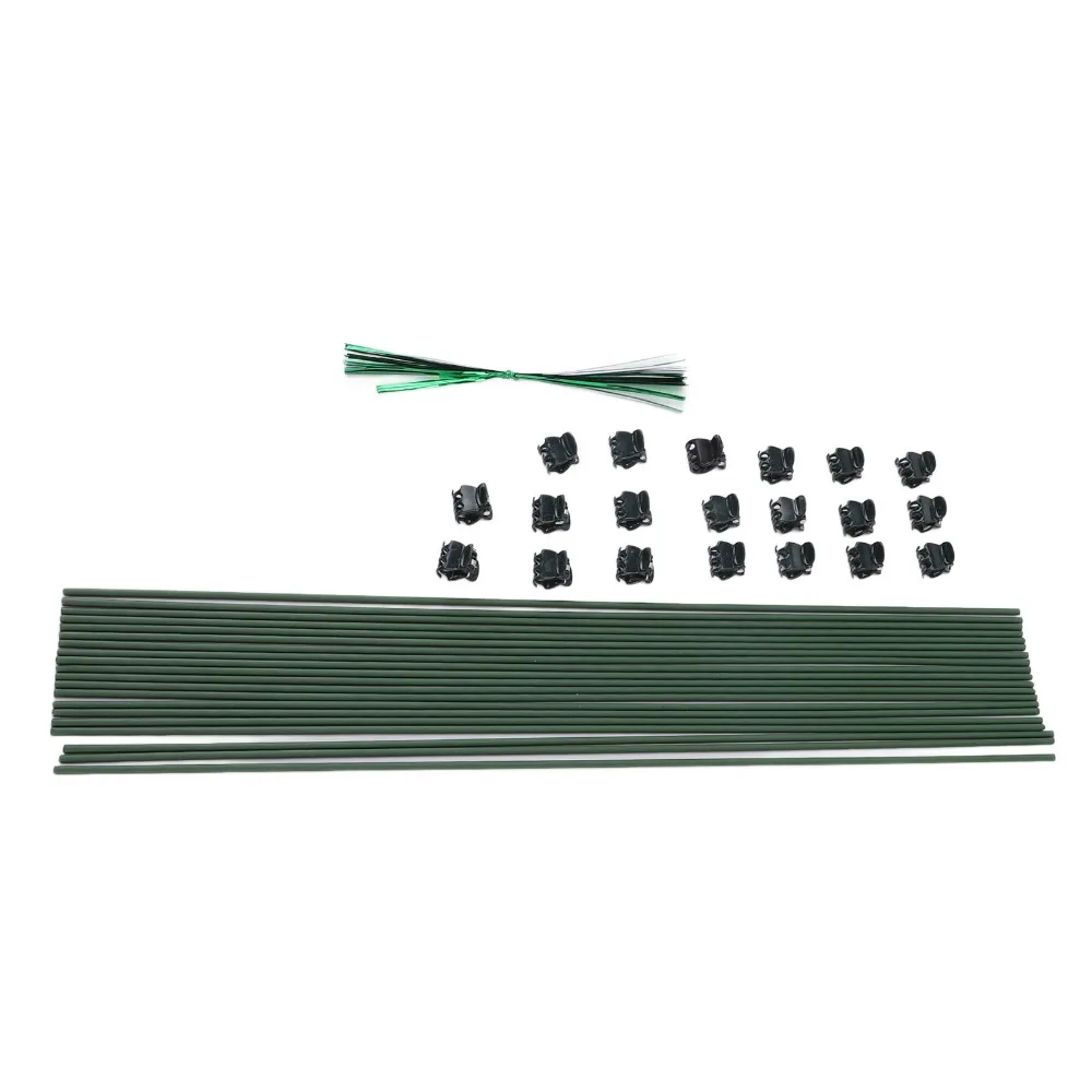 40PCS Bendable Plant Stake Plastic Coated Reusable Plant Support Stick with Orchid Clips and Twist Ties Easy To Use