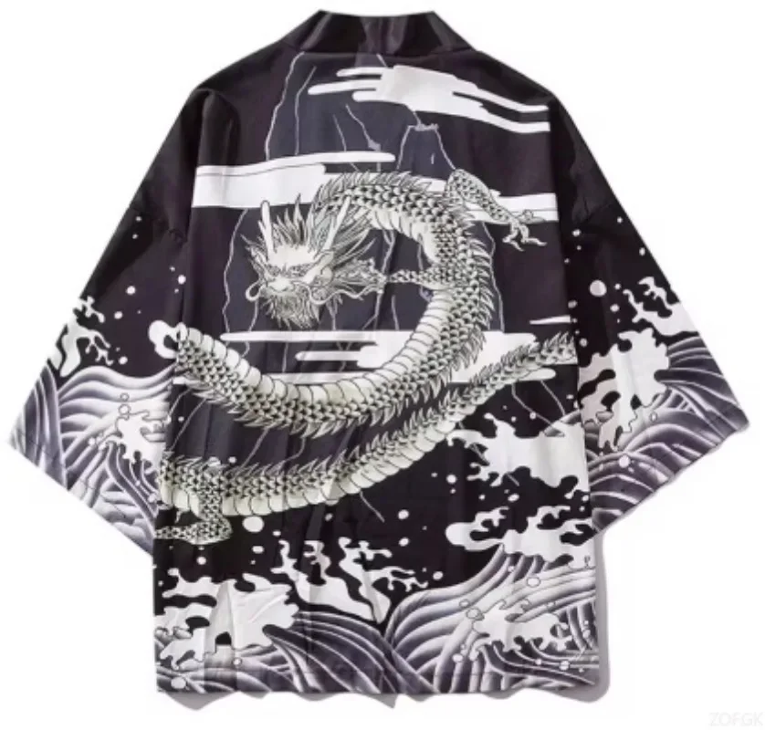 Cross Border Popular Ukiyo-e Feather Woven Cape Cardigan 3D Digital Printing Casual Kimono Home Clothes Cardigan