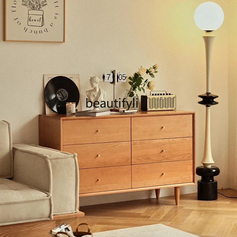 

A13 Nordic solid wood chest cabinet, oak cherry wood drawer storage cabinet, six bucket side cabinet