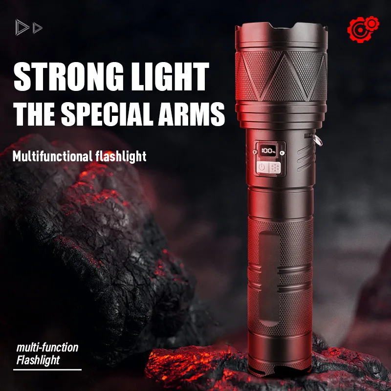 مصباح يدوي فائق السطوع بالليزر الأبيض عالي السطوع مع تركيز ووظائف طويلة المدى للطوارئ وصيد الأسماك والاستخدام الخارجي