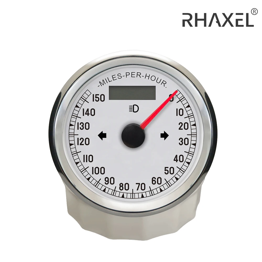 RHAXEL 85mm GPS Speedometer 80MPH 150MPH Meileage Adjustable with White Backlight for Car Trucks Motorcycle 9-32V