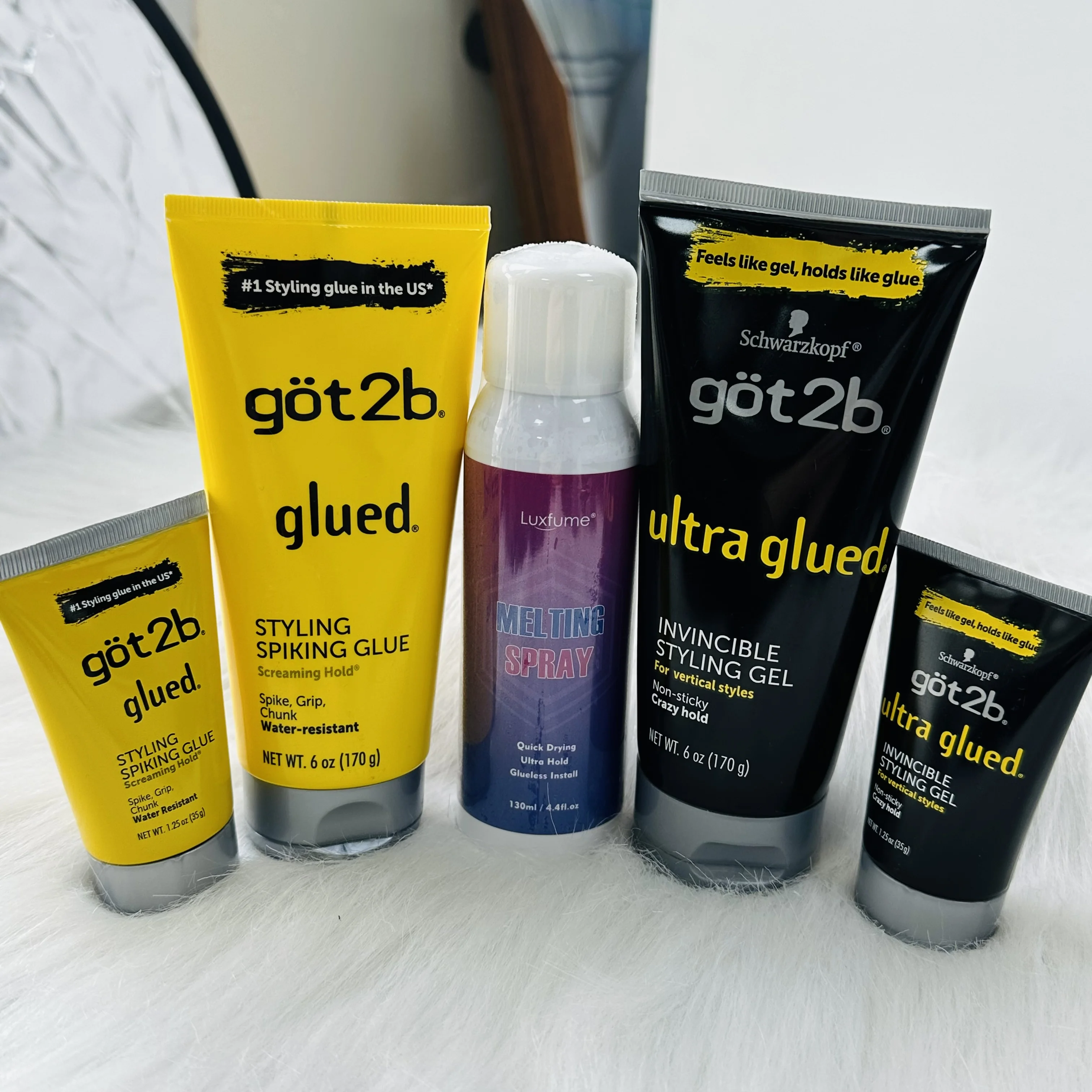

Got 2b glued 35g Hair Gel got2b Glued got2b glued spray got2be freeze spray for wig adhesives dege control gel freeshipping 170g