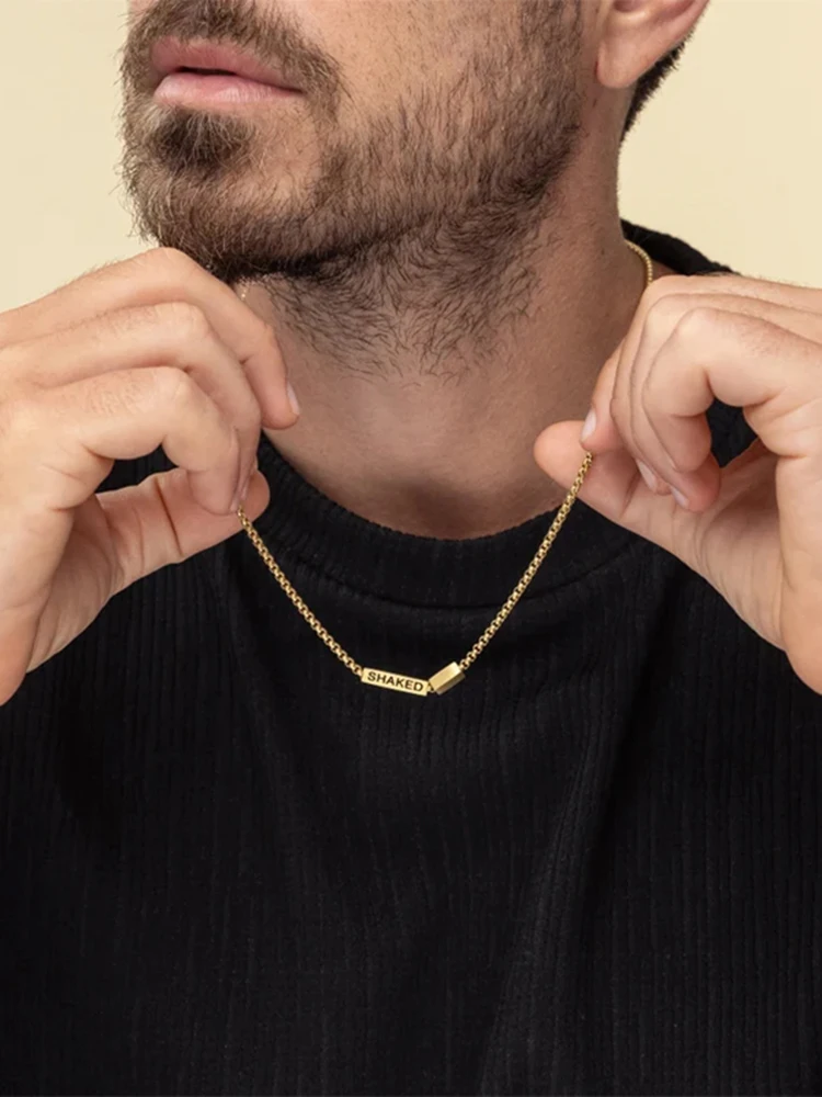 Collier personnalisé avec nom gravé pour homme, pendentif en acier inoxydable, cadeau de fête d'anniversaire, vente en gros