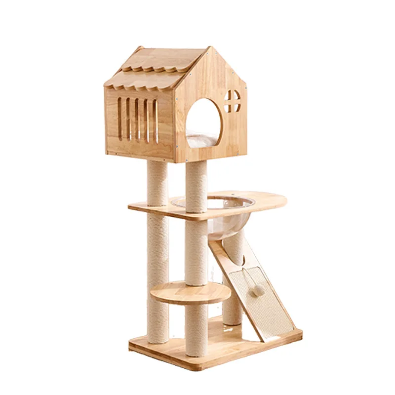 Árbol de gatos de madera maciza para techo, juguete de escalar - imagen 2