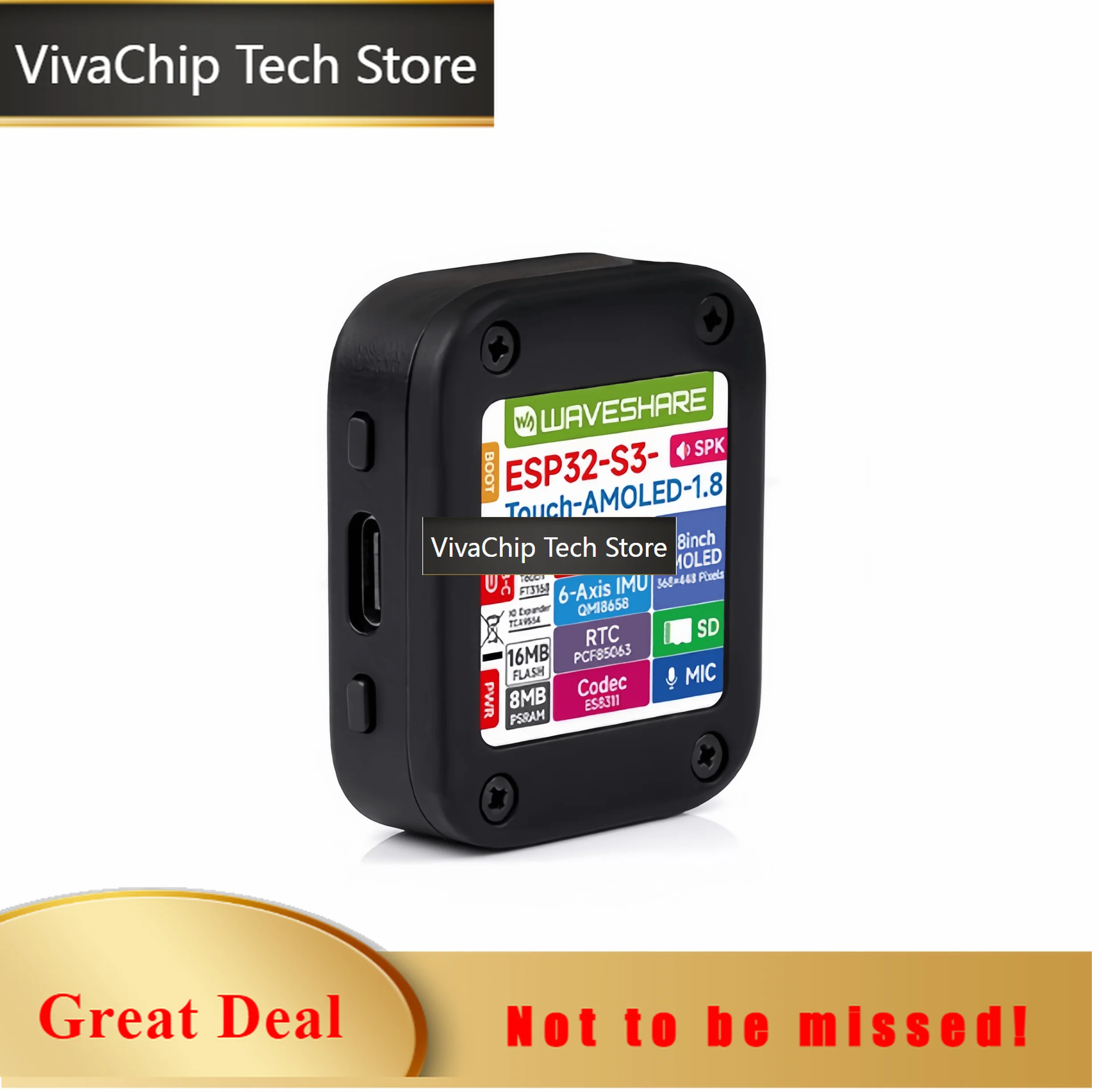 VivaChip TechESP32S3 Xiaozhi AI Voice Chat Robot 1.8-inch AMOLED Capacitive Touch Screen