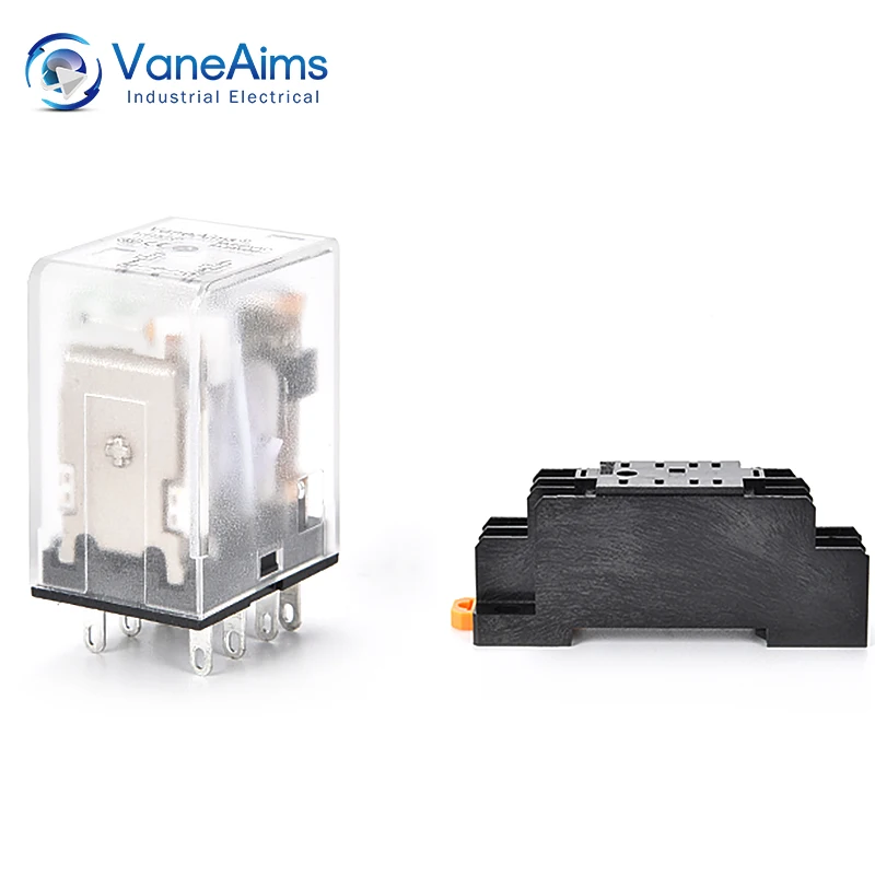 1pcs Mini AC Relay HH52P Coil General DPDT Micro Electromagnetic Contactor Switch with Socket Base 8Pin 5A Rele DC 12V 24V 220V