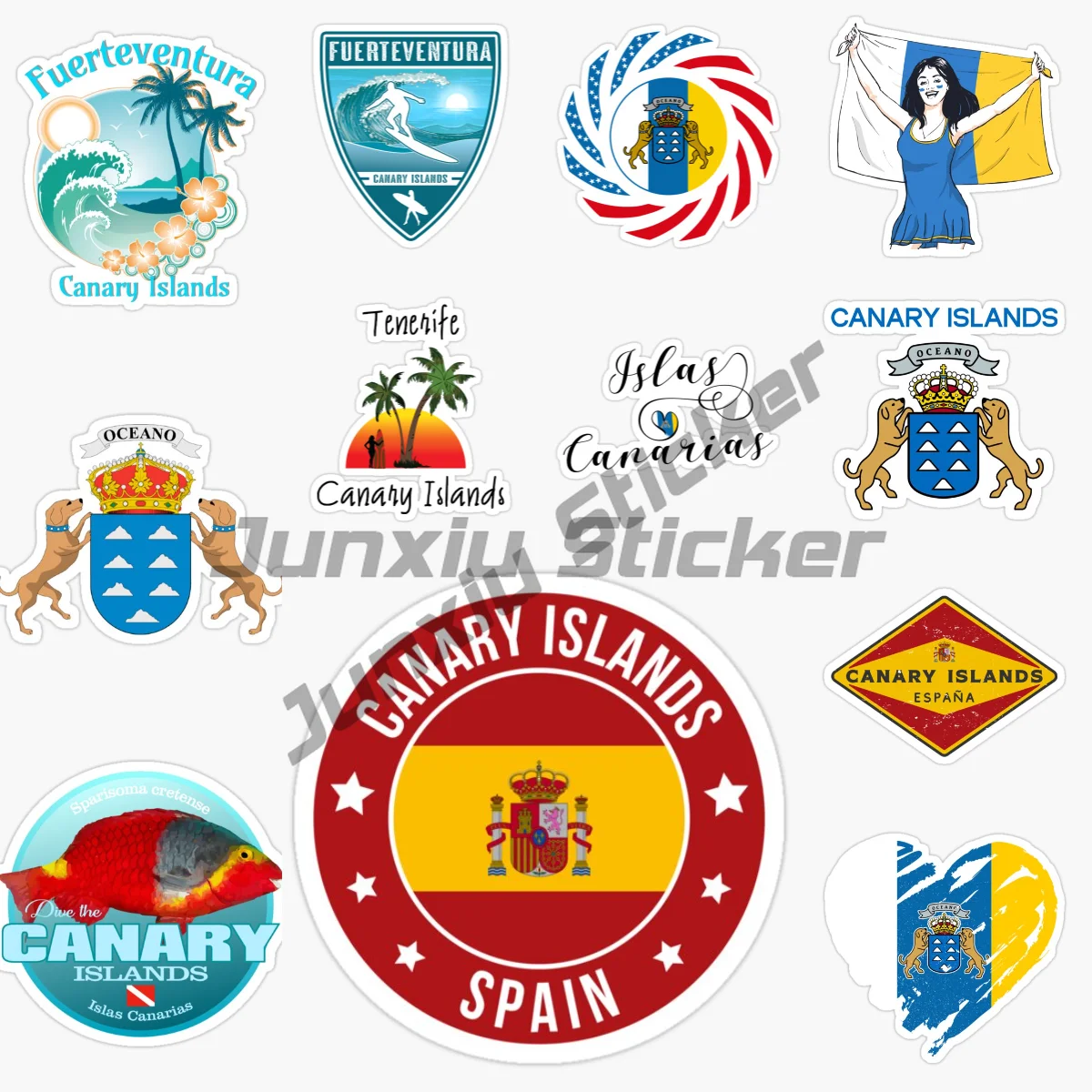 CANARY ISLANDS Scenic Surfing and Diving Vinyl Car Sticker Self-adhesive Car Decals Motorcycle Helmet Camper Accessories Decor