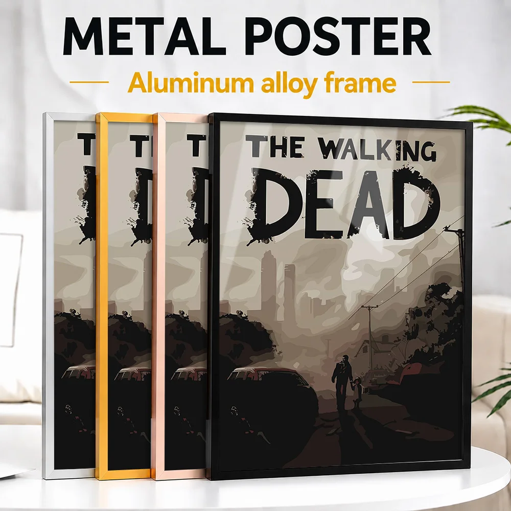 The Walking Dead Framed Aluminum Metal Poster Customized Photo Gothic Thriller Style Wall Art For Home Theater Horror Fan Gift