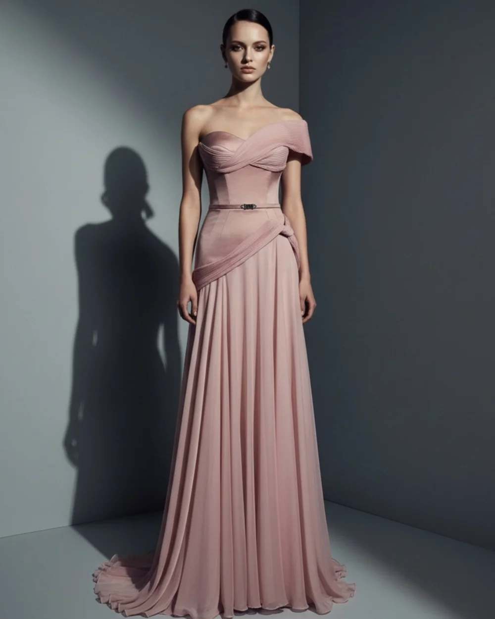 

Customized Elegant Formal Chiffon Sash Ruched Straight Strapless Long Dresses Bespoke Occasion Dresses Sizes Available Matching