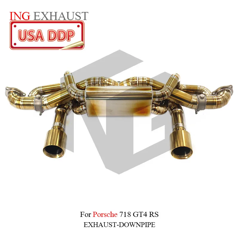 

Titanium gold for Porsche Exhaust 718 GT4 catback RS 4.0L Tips for valve and muffler ING Exhaust System Performance Catback