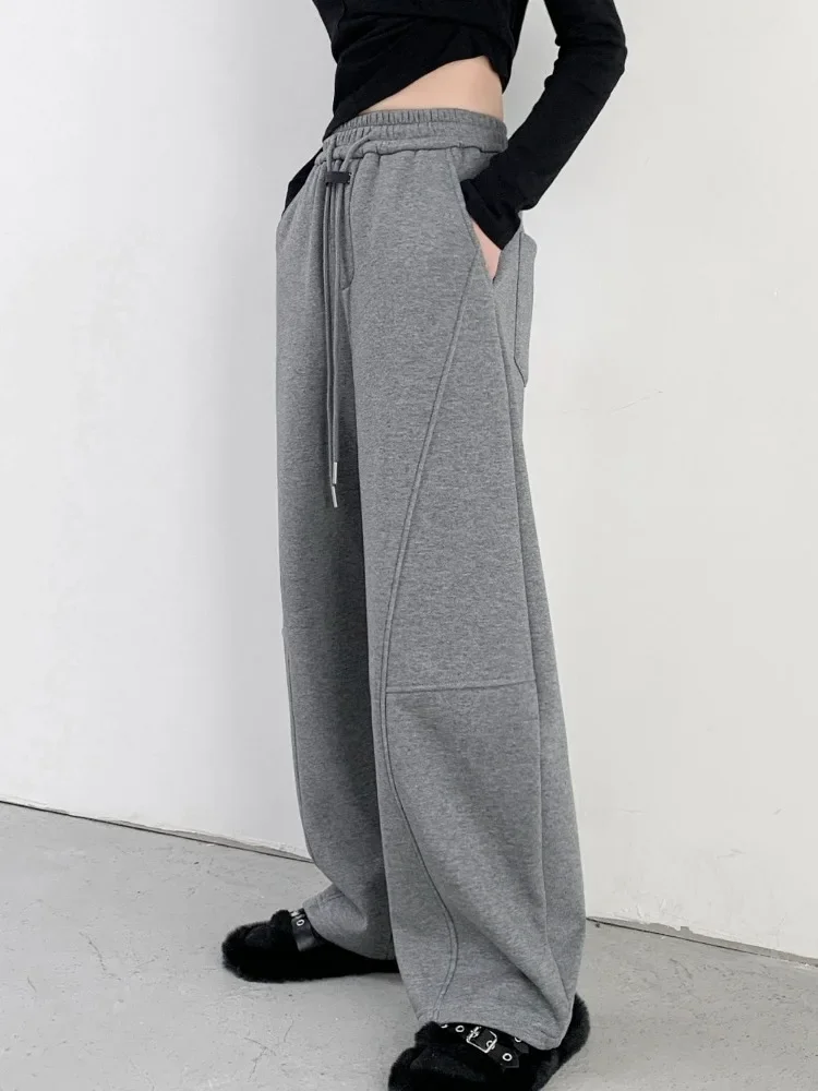 HOUZHOU Vintage Baggy Woman Gray Sweatpants Joggings Korean Fashion Sports Pants Harajuku Casual Loose Trousers Spring Autumn