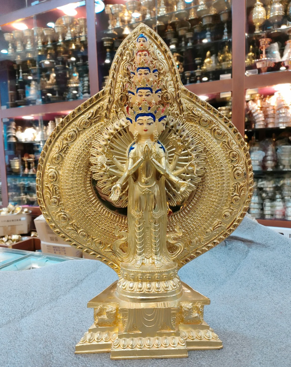 

40cm large TOP grade copper Thousand handed Guanyin Bodhisattva buddha statue Temple HOME Worship family efficacious protection