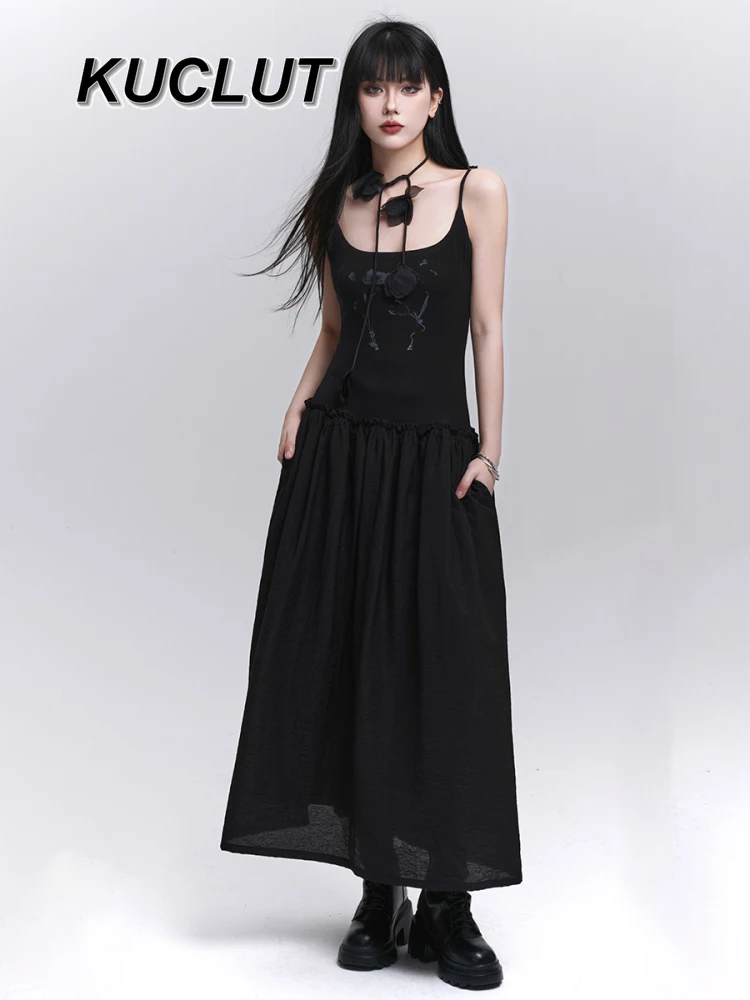 

Elegant Beautiful Suspender Dress for Women Sleeveless Fashion Summer Punk Style 2025 New Sexy Casual Long Dress Femme