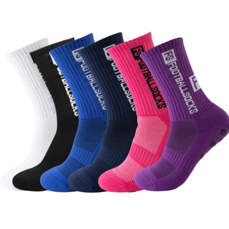 6 Paare/los FS Fußball Socken Neue Stil Runde Silikon Saugnapf Grip Anti Slip Fußball Socken Sport Männer Baseball Rugby socken