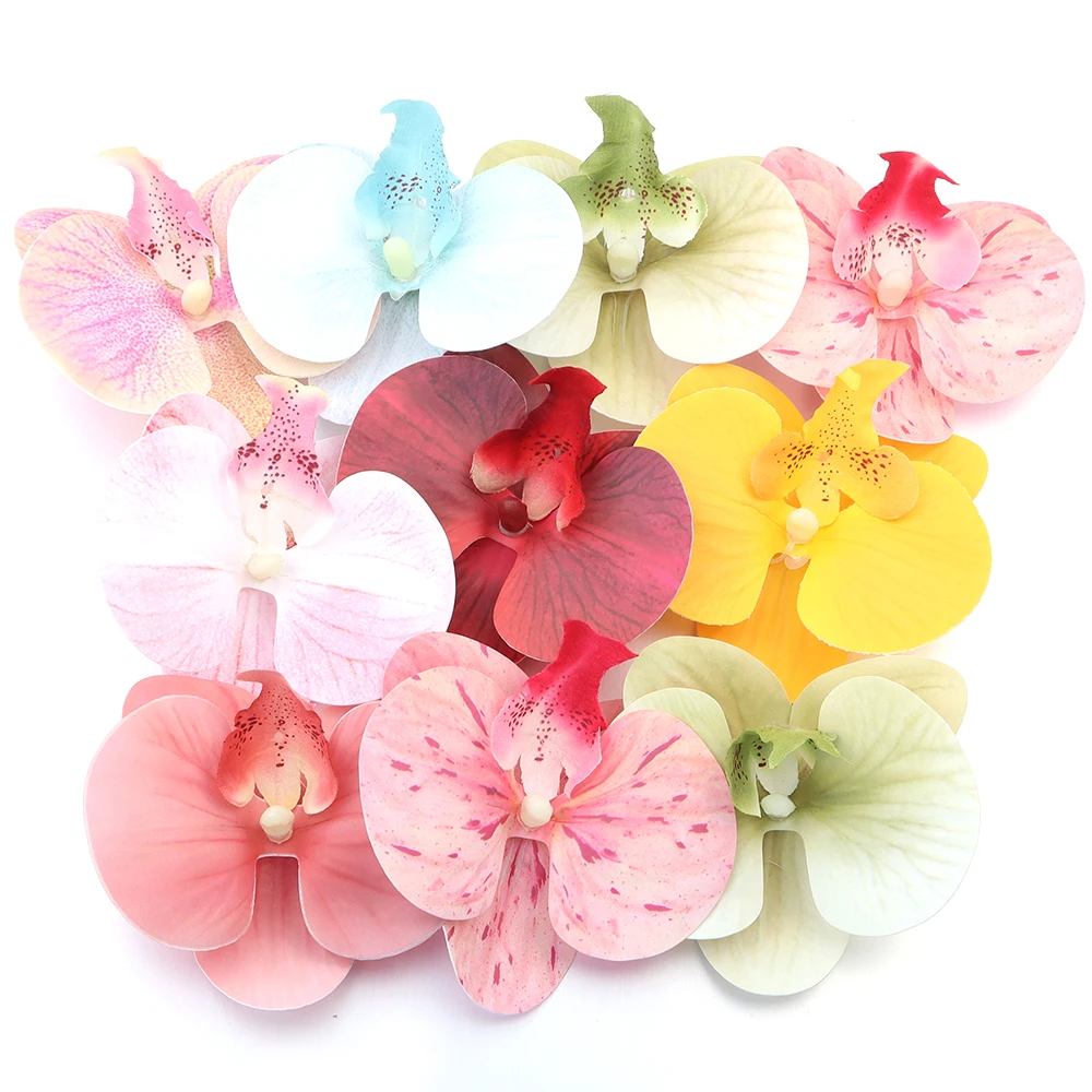 

5/10pcs Artificial Butterfly Orchid Fake Flower Head for Party Wedding Home Decoration Floral Design Craft Supplies DIY Headwear