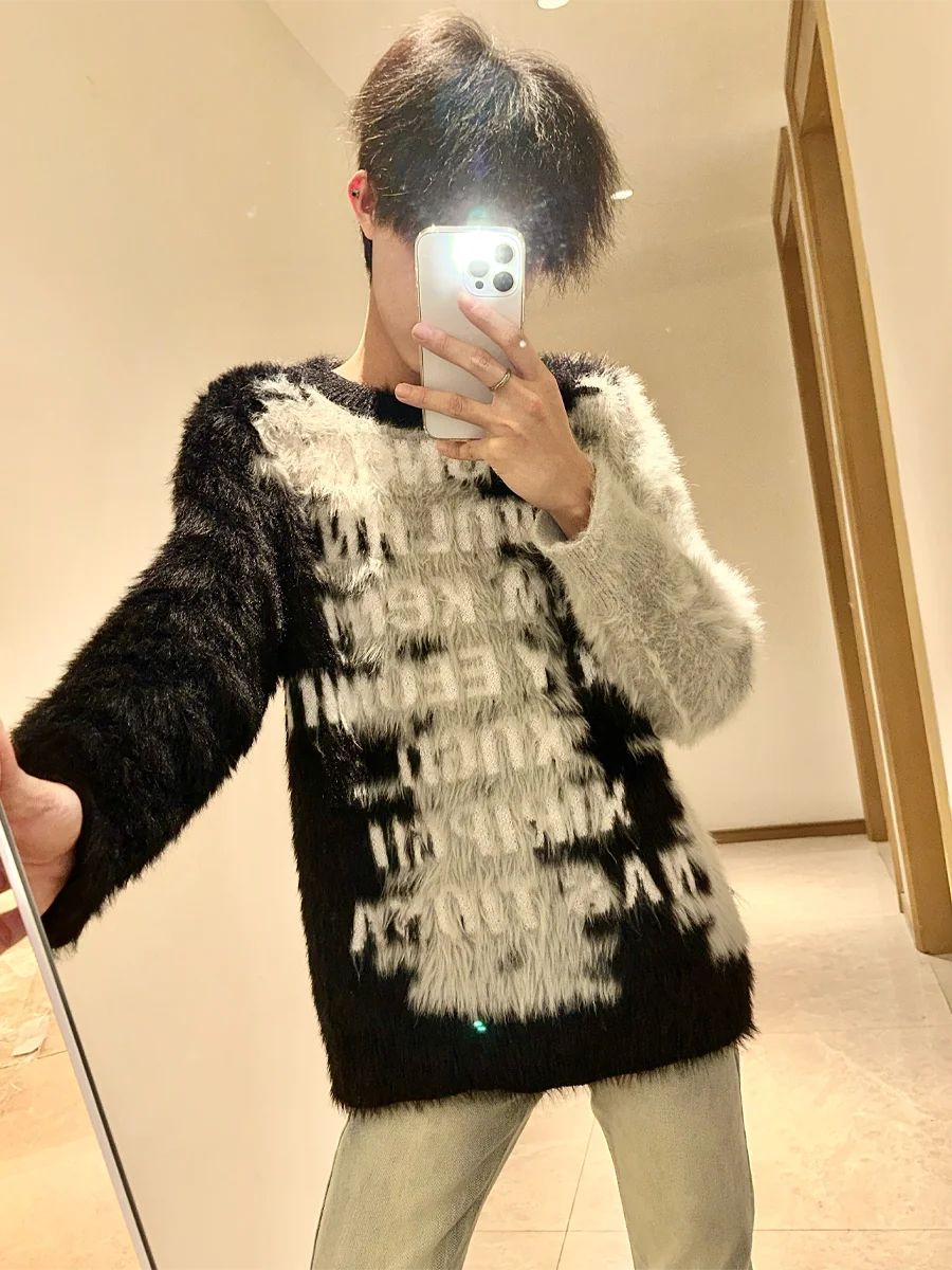 

Мужской вязаный свитер American Sle с вышивкой, круглым вырезом, осенне-зимний, свободный крой, премиум-класса, вязаный, Plu J