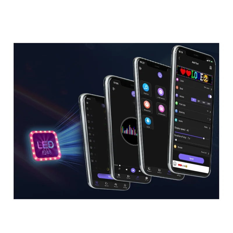 لوحة بكسل RGB LED مدمجة، شاشة عرض عالية الدقة 16X96 عبر USB 5V، تتضمن تطبيق بلوتوث، وحدة مرنة 7X17 سم