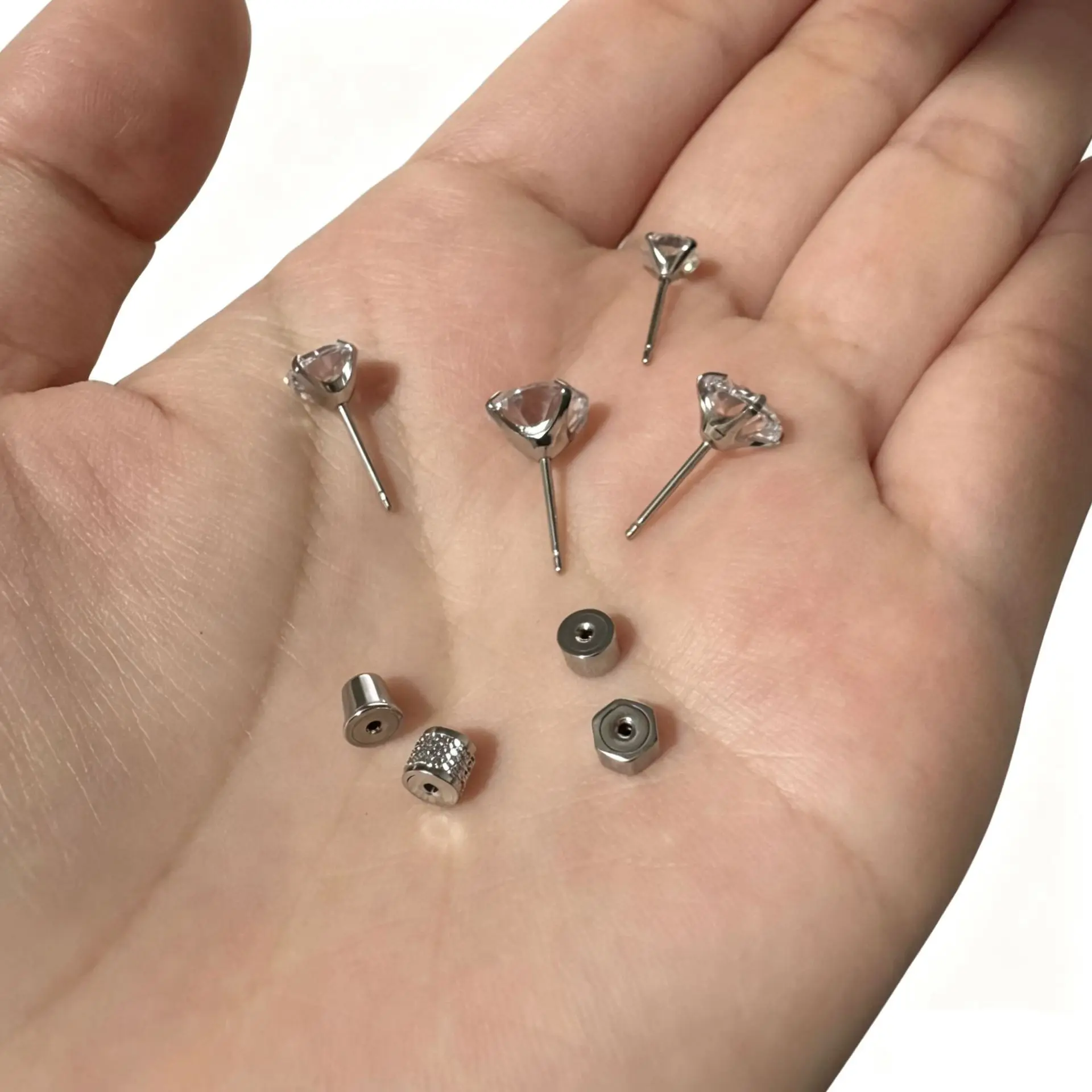 316 Stainless Steel Zircon Earrings Cartilage Stud Insert Rod Straight Pin Titanium Steel Ear Stud insertion