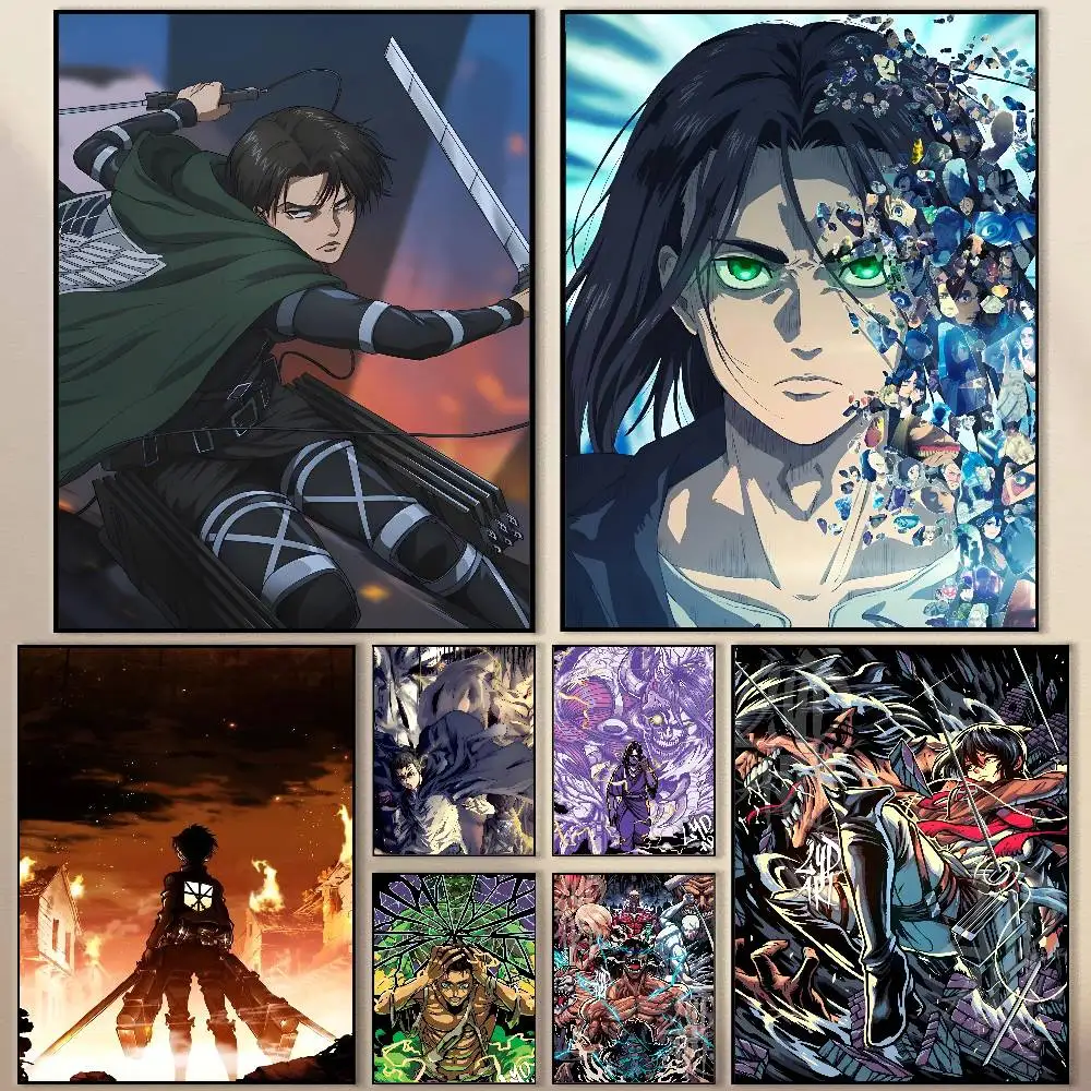 

Hot Cool Anime A-Attack on Titan Poster Modern Waterproof HD Wall Art Decal Self-Adhesive Aesthetic Decor for Home Living Room B