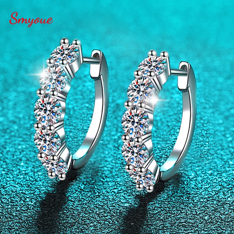 Smyoue 3.5mm 0.2ct Moissanite Hoop Earrings for Women Wedding Sparkling Simulated Diamond Earring S925 Sterling Silver Jewelry