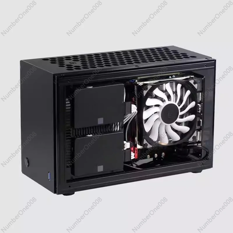 A50S Mini-ITX Case, 3-Slot GPU Support with A4 Structure, SFX Power Supply Compatible, Transparent Side Panel