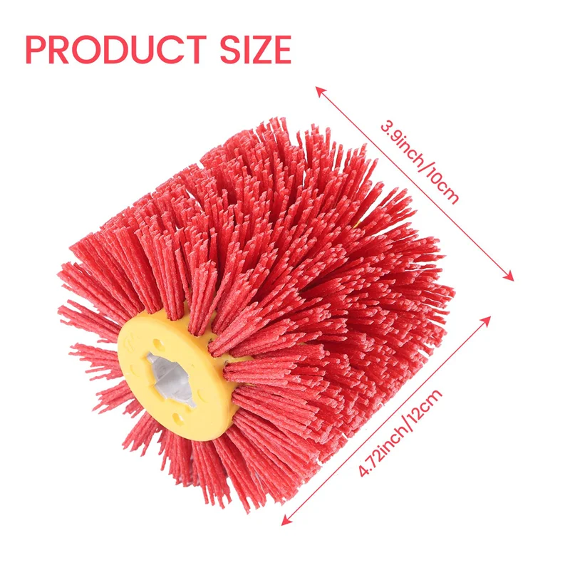 AY03-красные абразивные проволочные барабанные щетки для снятия заусенцев, полировки и полировки мебели, адаптер для угловой шлифовальной машины по дереву