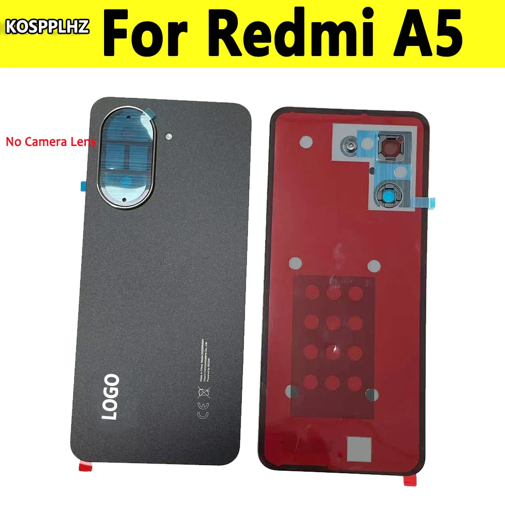 Schwarze Rückabdeckung für Xiaomi Redmi A5 4G, Gehäuseabdeckung für Redmi A5, Rückseite mit Klebstoff, ohne Kameralinse, kein Glas.