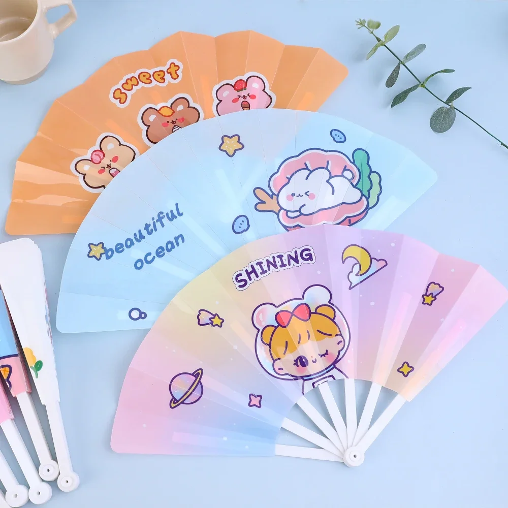 1-50PCS Foldable Fan Cute Cartoon Summer Fans Handheld Plastic Mini Fan Creative Rabbit Bear Children's Day Gift Party Supply