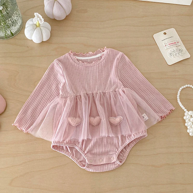 

Новинка 2026 года: Весенний комбинезон для девочек 0-24 месяца, с длинным рукавом, из хлопка и сетки, для малышей и младенцев