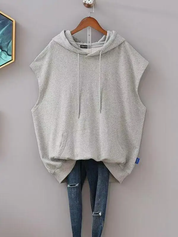 

Эффективный эффект похудения: свободный жилет с капюшоном, тонкая верхняя одежда для женщин больших размеров, весна-лето, новый корейский стиль, повседневная одежда.