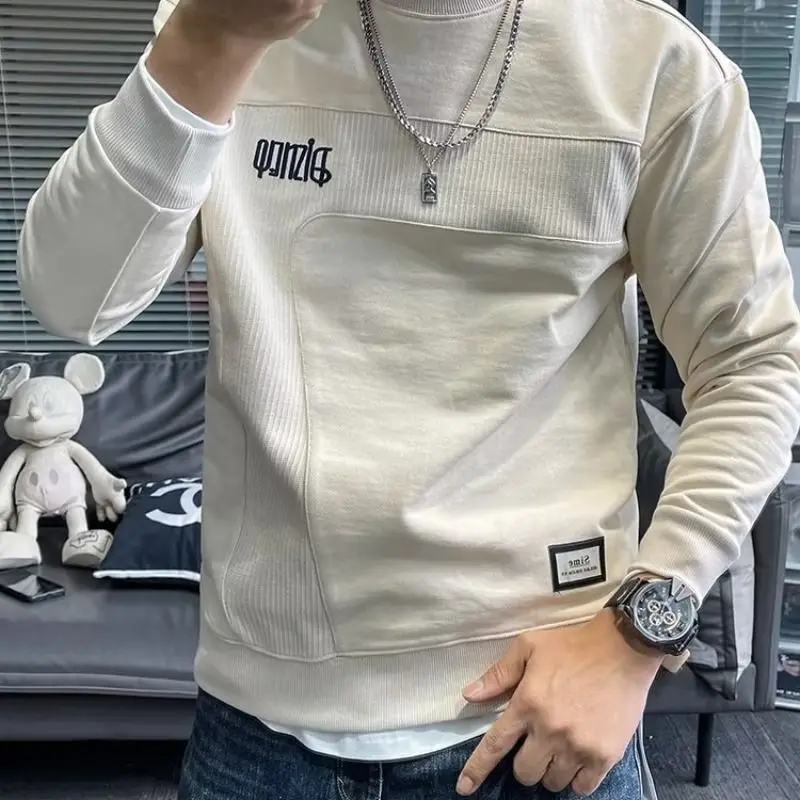 

Молодежные универсальные толстовки с длинными рукавами High Street, толстовки, весенне-осенние повседневные пуловеры с круглым вырезом, топы, модная тенденция, мужская одежда